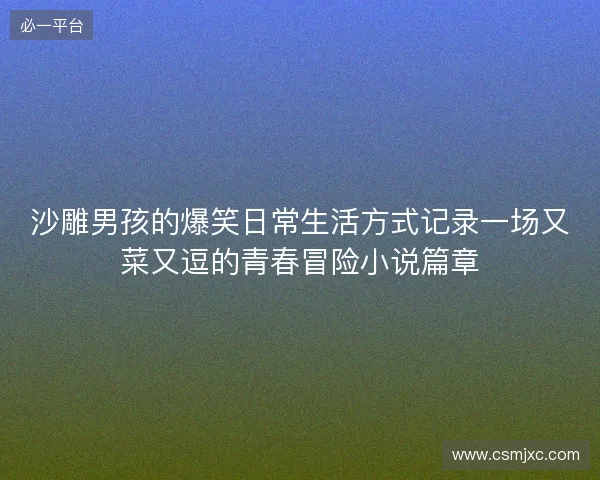 沙雕男孩的爆笑日常生活方式记录一场又菜又逗的青春冒险小说篇章