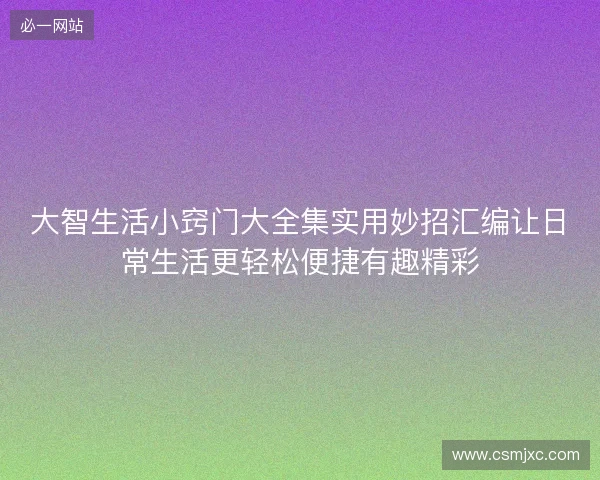 大智生活小窍门大全集实用妙招汇编让日常生活更轻松便捷有趣精彩 大智生活小窍门大全集实用妙招汇编让日常生活更轻松便捷有趣精彩